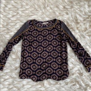 Loft size small navy print blouse